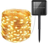BEL AIR HOME - Guirlande solaire 100 LED 10m, Lumière chaude 3000K, Plaque solaire incluse, Décoration extérieure pour terrasse et jardin