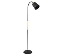 BEL AIR HOME - Lampadaire SWEDEN | Style nordique avec détails en bois | Bras orientable pour lecture | Hauteur réglable 150 cm | Douille E27 | Noir, polyvalent