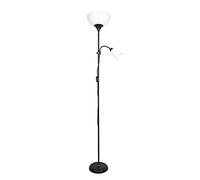 BEL AIR HOME - Lampadaire VARESE | Design moderne et fonctionnel | Liseuse LED orientable | Douilles E27 et E14 pour éclairage sur mesure | 178 cm, Noir, Aluminium