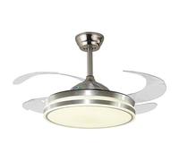 BEL AIR HOME Ventilateur de Plafond ASGARD, Nickel | Moteur DC 6 Vitesses, Lames Méthacrylate Déployables, Éclairage LED 36W, 3 Températures, Silencieux avec Télécommande