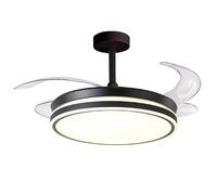 BEL AIR HOME Ventilateur de plafond avec pales rétractables, moteur silencieux CC, lumière LED, 36 W, 3 températures de couleur, télécommande, mode hiver, design moderne (noir)