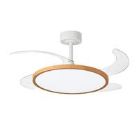 BEL AIR HOME - Ventilateur de plafond Slim - Moteur DC silencieux - Pales rétractables - Lumière LED réglable 36 W - Télécommande incluse - Mode été/hiver, Bois, Métal