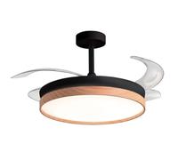 BEL AIR HOME - Ventilateur Plafond LED Cosmos 36W - Moteur DC Silencieux - Pales Déployables - 3 Températures Lumière - Télécommande, Mode Hiver - Noir, Métal et Policarbonate