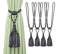 Bel Avenir Lot de 4 embrasses de rideaux élégantes faites à la main pour décoration de maison ou de bureau (noir)
