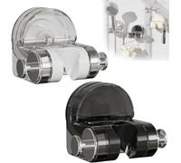 Belaudo Support de douche à ventouse, support mural pour pommeau de douche, support de douche à ventouse intégrée, support de douche universel multifonction réglable (noir + transparent)