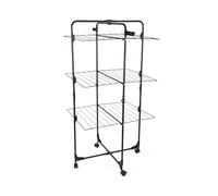 Beldray 30 Metre Tower Airer - 3 Tier Clothes Horse, Space Saving, Foldable Maiden, 10 Hanging Holes, Easy Manœuvre with Locking Wheels, 15kg Max Load, for Families, Laundry Hanger Drying Rack