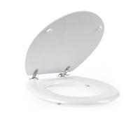 Beldray Abattant de Toilette Beldray 18 Pouces avec Charnières en Acier Inoxydable, Couvercle en Bois Blanc, Cuvettes WC 36 x 42.8 cm, Convient aux Toilettes Standard, Design Confortable et Élégant
