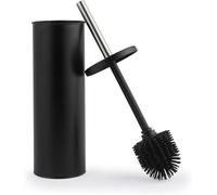 Beldray Brosse WC et support - Traité anti-bac, poils en silicone anti-rayures - Anti-éclaboussures - Design discret fermé - Long manche - Tête hygiénique facile à nettoyer - Résiste aux taches - Noir