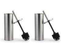 Beldray Brosse WC et Support - Traité Anti-bac, Poils en Silicone Anti-Rayures - Anti-éclaboussures - Design Discret fermé - Long Manche - Tête hygiénique Facile à Nettoyer - Résiste aux Taches