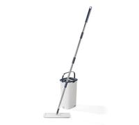 Beldray Deep Clean Balai Plat et Seau, 4 L, 2 Compartiments | 2 patins microfibre lavables en machine, essoreur intégré, grattoir anti-saletés, bouchon de vidange, tête fine