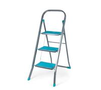 Beldray LA024510TQEU Escabeau Pliable à 3 Marches, Robuste Marchepieds Pliant de Bricolage, pour Intérieur/Extérieur, Max capacité 150 kg, 105 cm, Turquoise/Gris