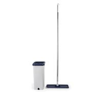 Beldray LA030223FEU7 Deep Clean Ensemble Balai à Franges et Seau Plat - Seau 5,5 L de grattoir à Auto-essorage à Deux Compartiments, tête en Microfibre Lavable, compacte, Bois/Vinyle/carrelage