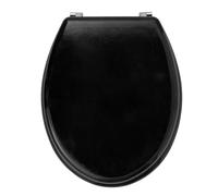 Beldray LA032355BLKFEU7 Siège de toilette en bois - ovale avec couvercle, à la plupart des toilettes, charnières durables en acier inoxydable, rapide à installer, facile à nettoyer, noir, 360 x 428 mm