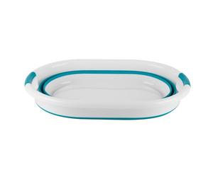 Beldray LA034816T Panier à Linge, Panier de Rangement à Linge, Corbeille à Linge Pliable de Forme Ovale, Capacité 27L, Léger, Poignées en Plastique Durables, Peu Encombrant & Portable, Turquoise