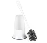Beldray LA084538UFEU7 Brosse AntiBac de Toilette, Brosse WC en Silicone avec Support, Traitée avec Protection Antibactérienne, Tête de Brosse pour sous Le Rebord, Brosse Toilettes avec Poils Solides