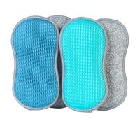 Beldray Lot de 4 Clean & Fresh AntiBac Tampons de Nettoyage en Microfibre, Traité avec Protection Antibactérienne, Éponges Vaisselle Réutilisable Double Face, Lavette Super Absorbants, LA067593UFEU
