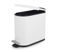 Beldray Poubelle de salle de bain à pédale - 5 litres - Petite poubelle WC avec couvercle à fermeture amortie - Poubelle sanitaire en forme de D pour chambre à coucher, bureau, cuisine, finition