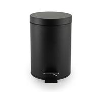 Beldray Poubelle Salle de Bain 3L à Pédale, Petite Poubelle Noire Inox pour WC/Bureau/Chambre, Mini Poubelle Design avec Pédale, Style Brabantia pour Toilette/Salle de Bain, Noir