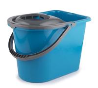 Beldray Seau Essoreur 14L avec Essoreuse Amovible, Grand Seau Serpillère Style Vileda, Système Double Bac pour Balai Serpillère, Design Durable avec Poignée, Bleu/Gris