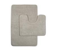 Beldray Tapis de Bain Chenille à mémoire de Forme 2 pièces, Beige | Dessus chenille ultra doux, mousse à mémoire, dos PVC antidérapant, lavable à 30 °C, lot de tapis de bain