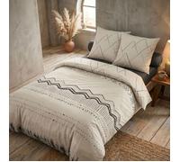BELEM - Parure de Lit Coton Motifs Ethniques Housse de Couette 260x240cm + 2 Taies d'Oreiller