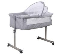 Belfoyer Berceau Cododo Bébé 2 en 1 avec Matelas & Moustiquaire, Lit d’Appoint Réglable en Hauteur, Lit Pliant Portable avec Roues et Fonction Balancelle, de 0 à 36 Mois（96 * 57 * 77cm，Gris）