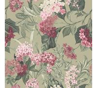 Belgravia Decor Misaki 2321 Papier peint Motif floral Idéal pour les chambres, les salons, les couloirs et les salles à manger Vert sauge/rose