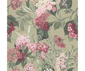 Belgravia Decor Misaki 2321 Papier peint Motif floral Idéal pour les chambres, les salons, les couloirs et les salles à manger Vert sauge/rose