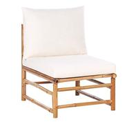 Beliani 1 Place de Siège de Jardin Modulable en Bambou sans Accoudoirs Rembourré avec Coussins Extérieur Blanc Cassé Cerreto