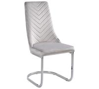 Beliani 2 Chaises de Salle à Manger ou Réunion Porte à Faux en Velours Gris et Piètement Argent Chromé pour Cuisine ou Salon Moderne Glamour