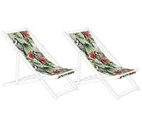 Beliani 2 Toiles de Transat 113 x 44 cm en Polyester Vert et Rouge Anzio/Avellino