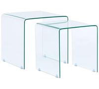 Beliani 2 x Tables Basses d'Appoint en Verre Transparent de Design Minimaliste et Contemporain pour Salon Moderne ou Scandinave