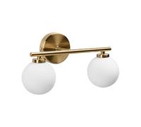 Beliani Applique Murale Moderne à 2 Lumières Salon Salle de bain Abat-jour Globe en Verre Base en Métal Laiton Gijou