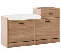 Beliani Armoire à Chaussures avec 2 Compartiments et Siège Rembourré Panneau de Particules de Bois Style Scandinave Marron Clair Dubbo