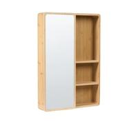 Beliani Armoire de Toilette Murale Moderne en Bois de Bambou 61 x 41 cm avec Miroir et Porte Coulissante avec 3 Étagères Marron Clair Guatavita