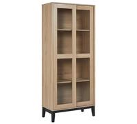 Beliani Armoire Décorative à Étagères avec Portes à Vitrine en Verre Bois Clair Rumson