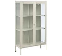 Beliani Armoire Haute Moderne Industrielle en Acier à 2 Portes Façade en Verre Beige Clair Nash