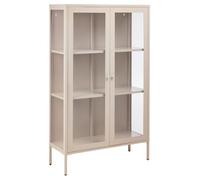 Beliani Armoire Haute Moderne Industrielle en Acier à 2 Portes Façade en Verre Beige Nash