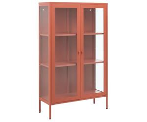 Beliani Armoire Haute Moderne Industrielle en Acier à 2 Portes Façade en Verre Marron Doré Nash