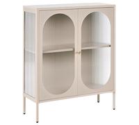 Beliani Armoire Vitrine Industrielle Moderne en Acier 2 Portes Façade en Verre Beige Sarre