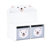 Beliani Banc de Rangement Thème Animalier en MDF Salle de Jeux Chambre d'enfant Blanc Mimili