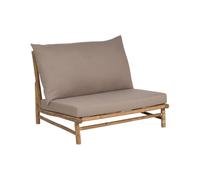 Beliani Banc en Bambou Ton Clair Pieds Courts et Coussins Taupe pour Jardin Salon Todi