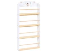 Beliani Bibliothèque à 4 Étagères Thème Animalier en MDF Éléments Bois de Pin Salle de Jeux Chambre d'enfant Blanc Mimili