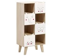 Beliani Bibliothèque à 4 Niveaux avec Tiroirs Thème Animalier Bois Clair et Blanc Rupert