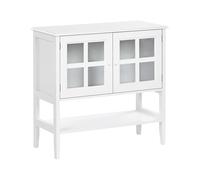 Beliani Buffet à 2 Portes avec Étagère Armoire Salon Chambre à Coucher Méditerranéenne en MDF Blanc Inlet