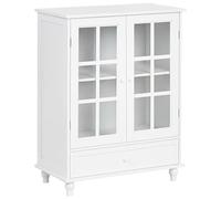 Beliani Buffet à 2 Portes avec Étagères et Tiroir Armoire Salon Chambre à Coucher Méditerranéenne en MDF Blanc Carlet