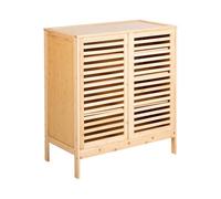 Beliani Buffet à Chaussures 2 Portes Coulissantes avec Étagères Rangement Style Boho en Bambou Bois Marron Clair Midwood