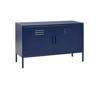 Beliani Buffet en Métal Bleu Marin à 2 Portes à Fentes 1 Etagère Mobilier de Bureau Industriel Uria