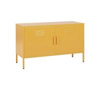 Beliani Buffet en Métal Jaune à 2 Portes à Fentes 1 Etagère Mobilier de Bureau Industriel Uria