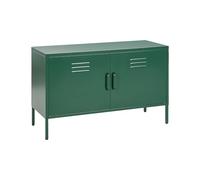 Beliani Buffet en Métal Vert à 2 Portes à Fentes 1 Etagère Mobilier de Bureau Industriel Uria